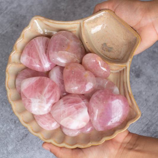 Deep Pink Rose Quartz Heart | Stone Of Love & Selflove Crystal Stones