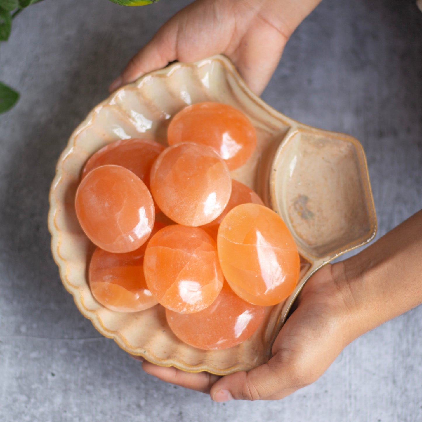 Orange Selenite Palm Stone Crystal