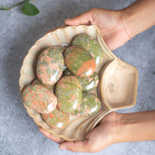 Unakite Palmstone | Helps In Activating Third Eye Chakra Crystal
