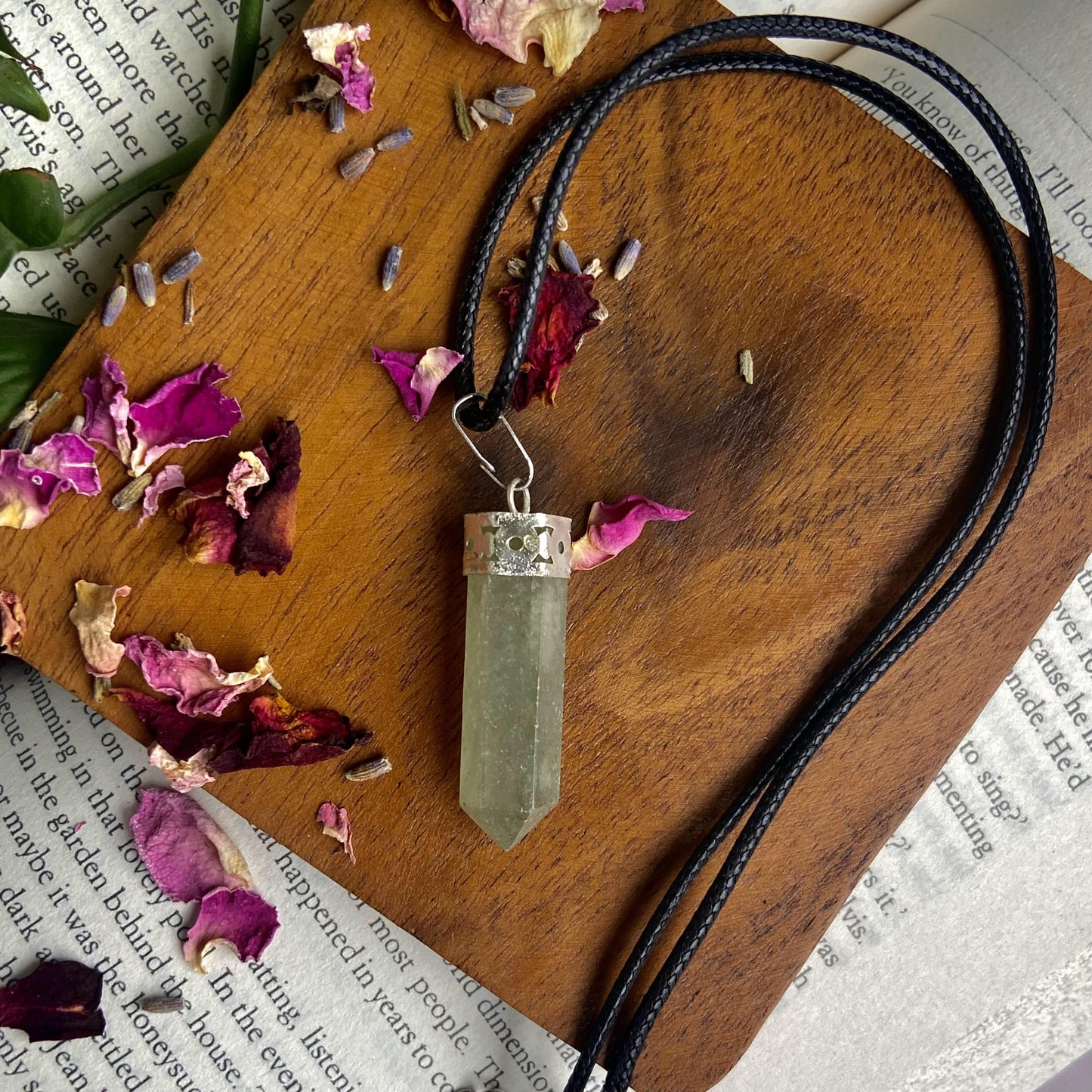 Green Aventurine Pencil Pendant | Heart Chakra & Financial Prosperity Crystal Stones