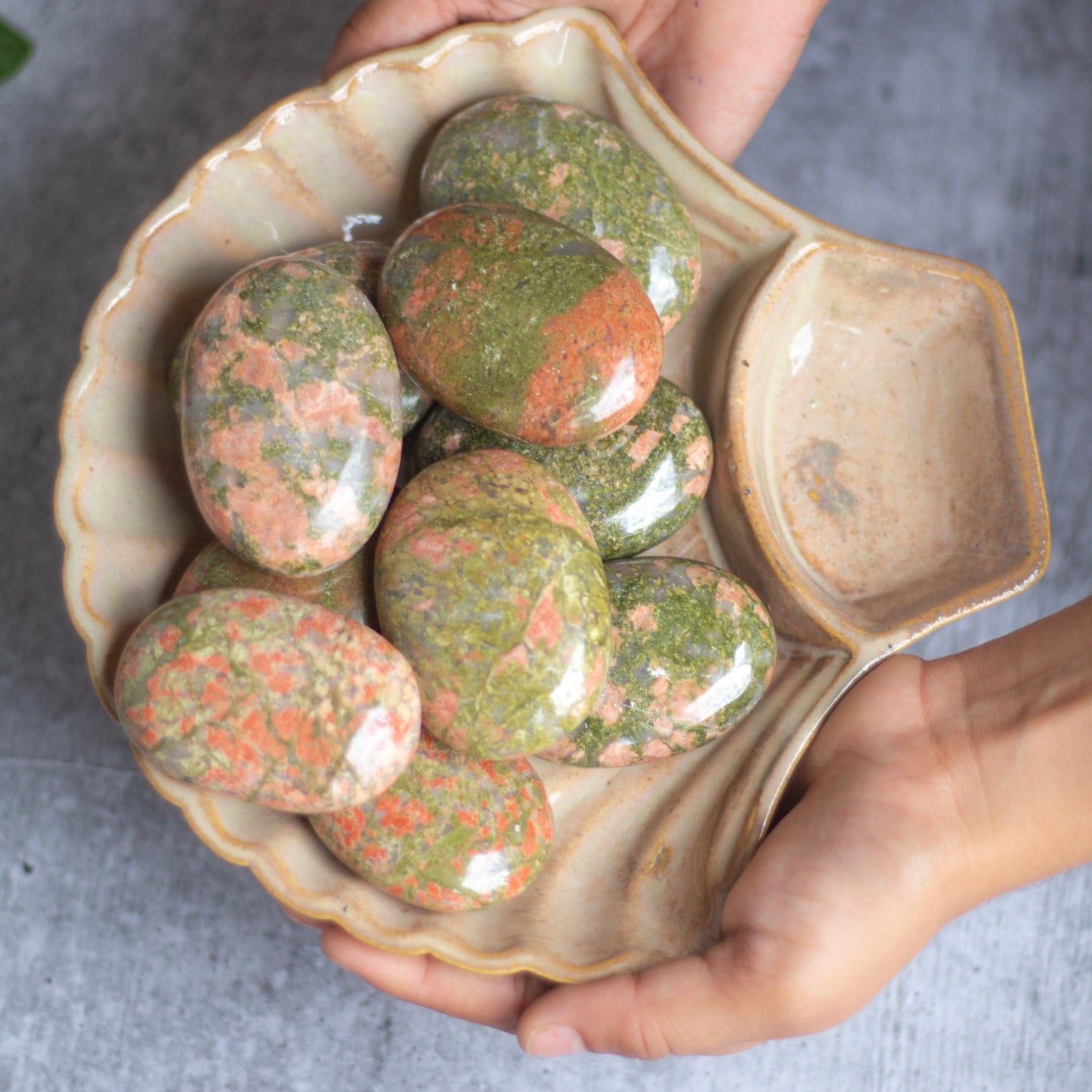 Unakite Palmstone | Helps In Activating Third Eye Chakra Crystal