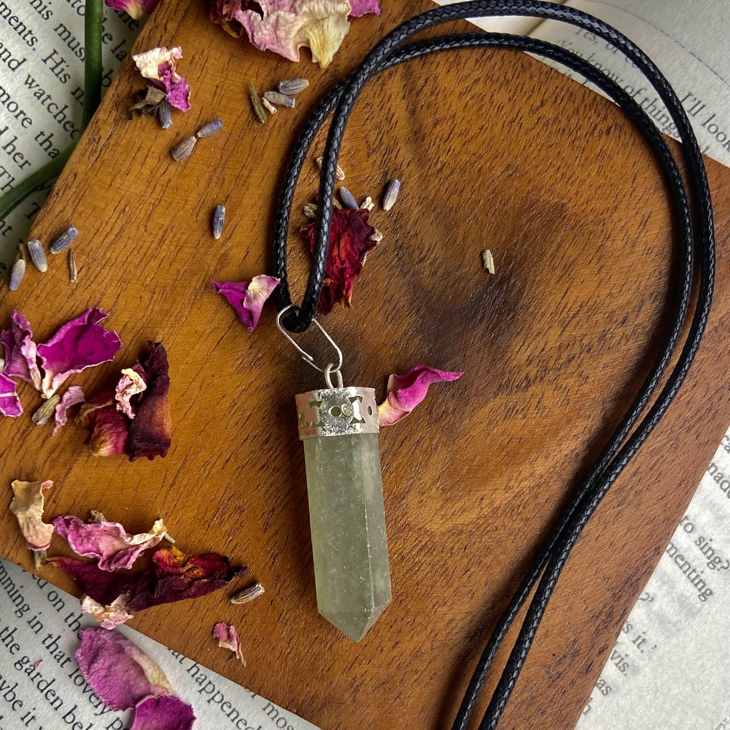 Green Aventurine Pencil Pendant | Heart Chakra & Financial Prosperity Crystal Stones