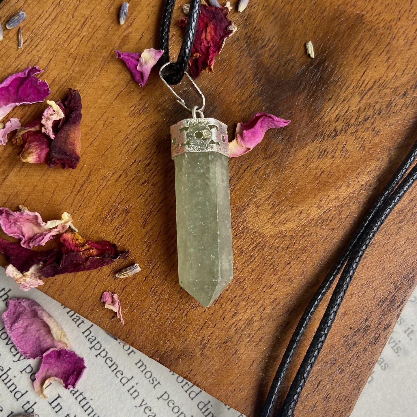 Green Aventurine Pencil Pendant | Heart Chakra & Financial Prosperity Crystal Stones