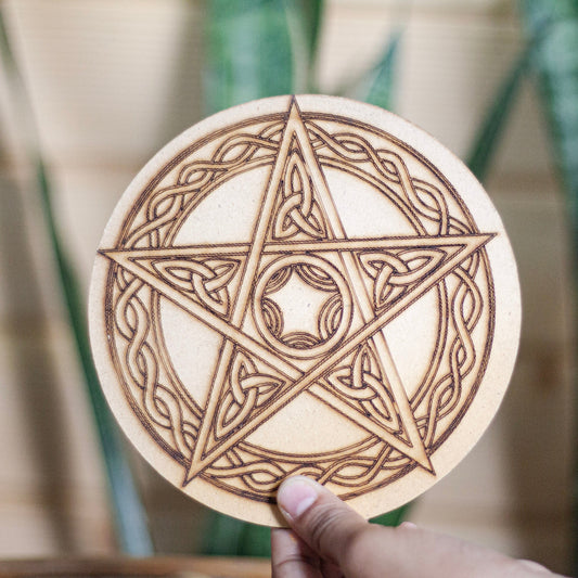 Pentacle & Celtic Carved Altar Tile Altarware |