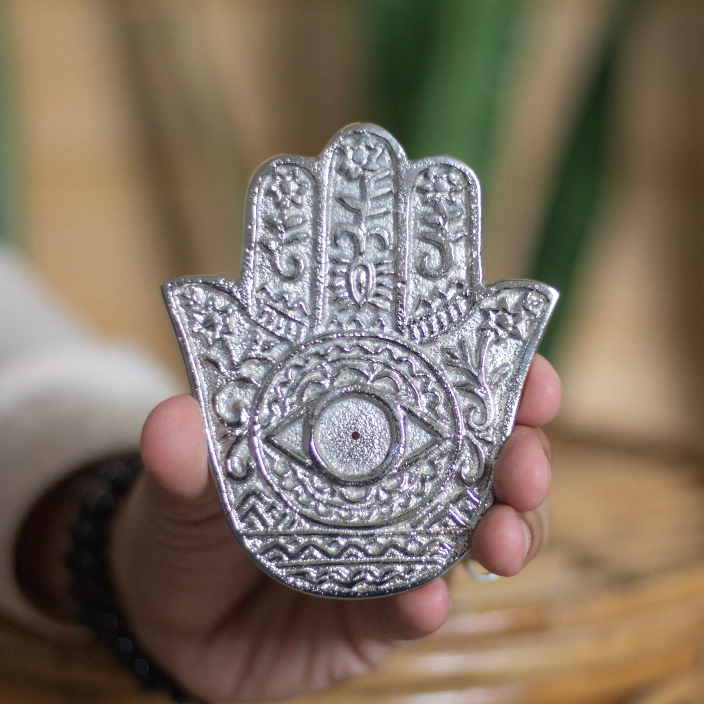 Hamsa Hand Carved Altar Tile Cum Incense Stick Holder Altarware |