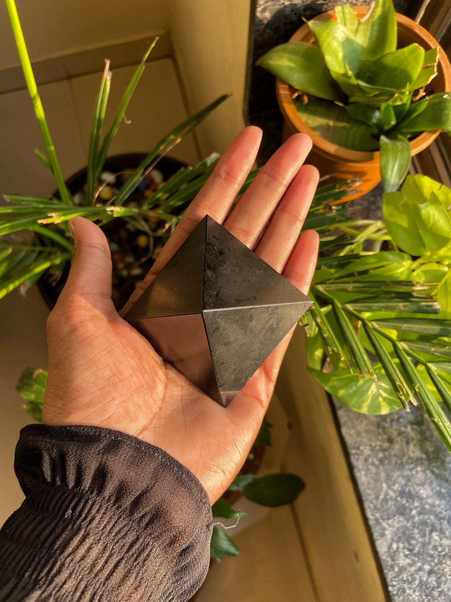 Black Tourmaline Pyramid - 2 Approx Crystal & Stones