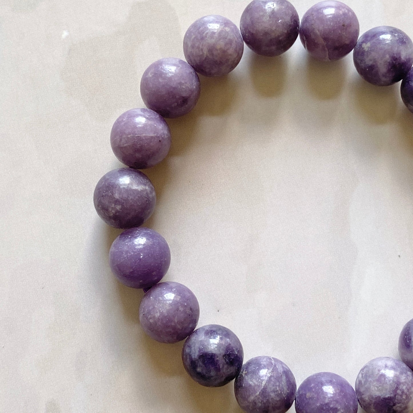 Lepidolite Bead Bracelet - 10Mm | Clear Blockages Of Heart Chakra & Third Eye Crystal Stones