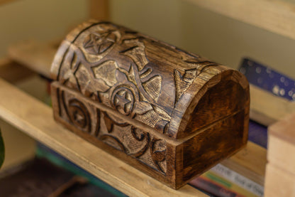 Vine & Pentacle Carved Wooden Chest Altarware | Altar