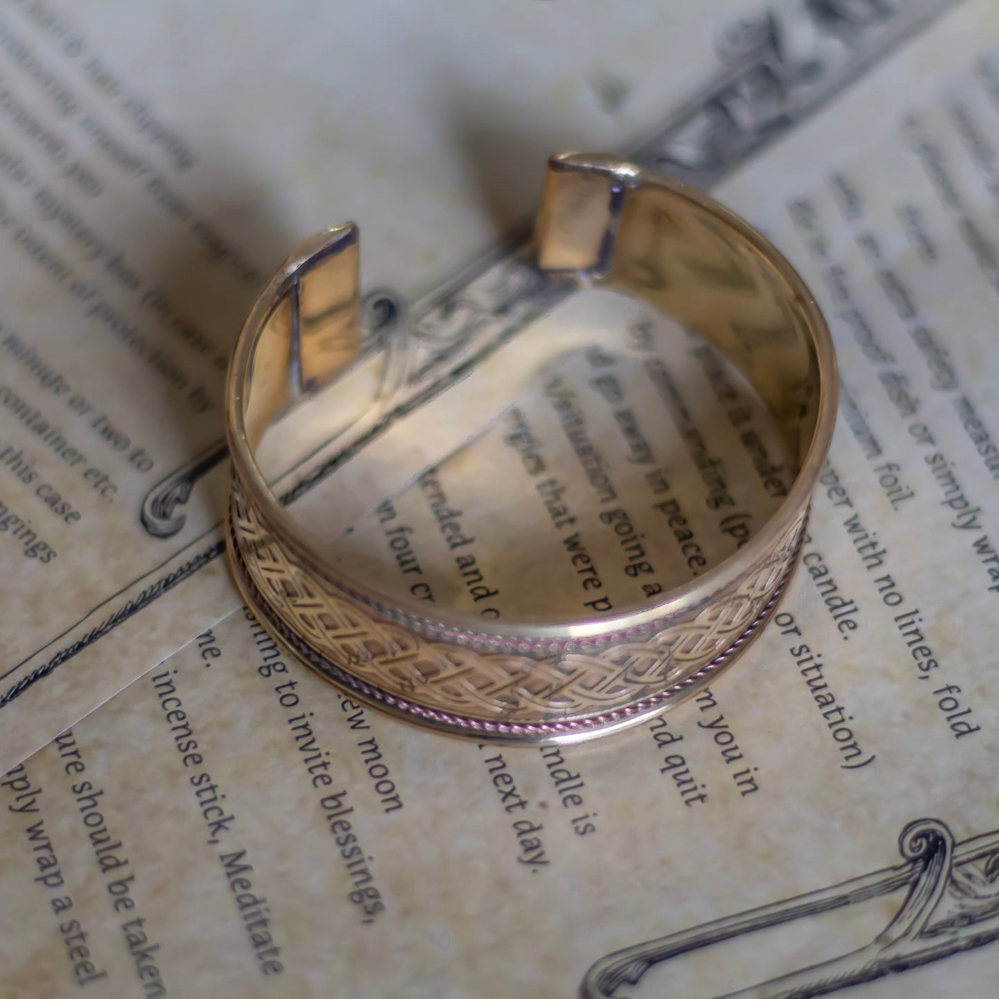 Celtic Knot Engraved Gold Finish Brass Bracelet Crystal Bracelet