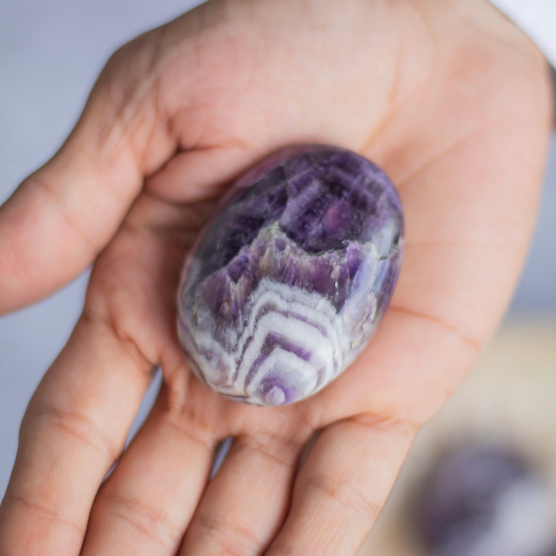 Chevron Amethyst Palm Stone Crystal & Stones