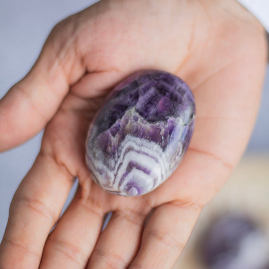 Chevron Amethyst Palm Stone Crystal & Stones