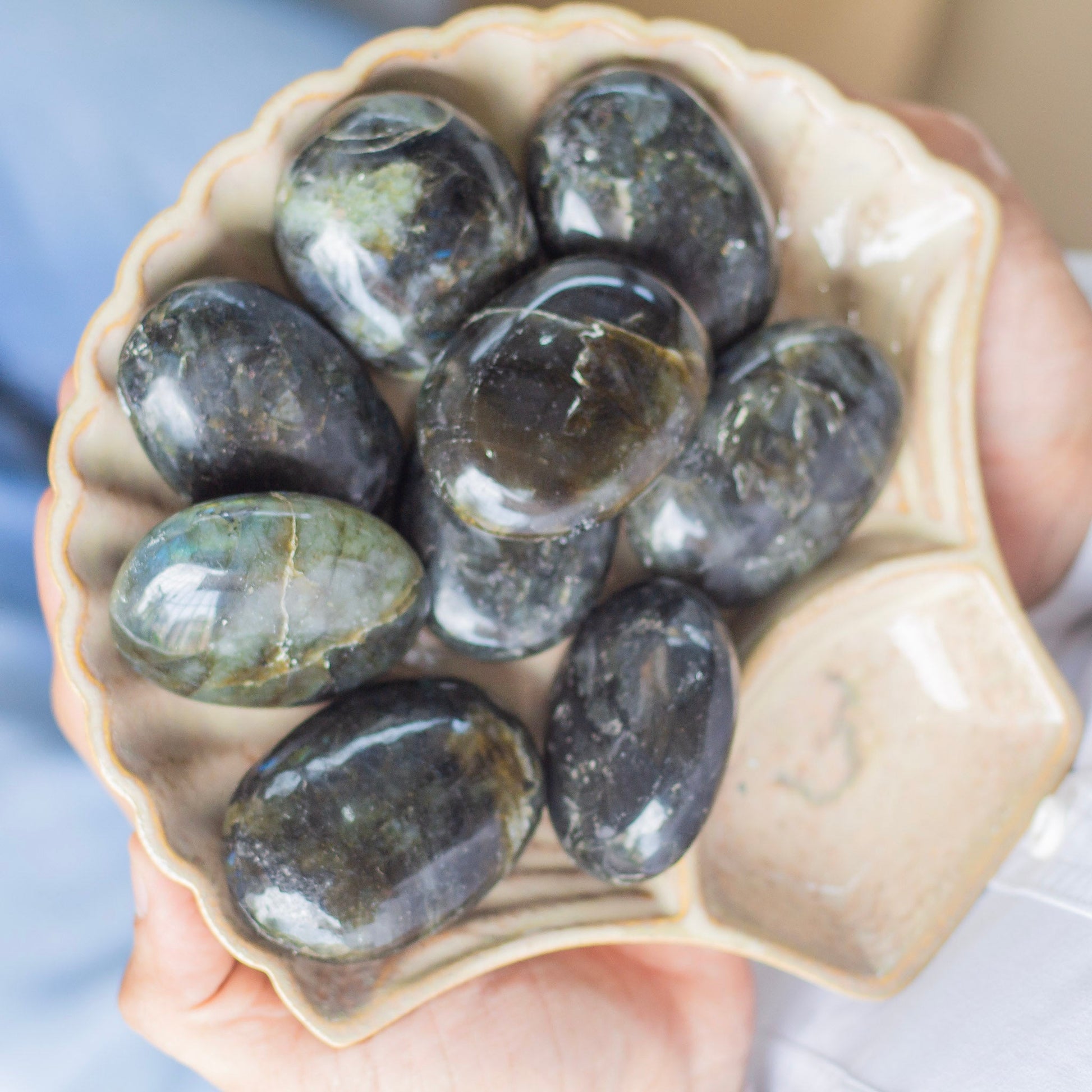 Labradorite Palm Stone | Strengthen The Psychic Abilities & Intuition Crystal Stones