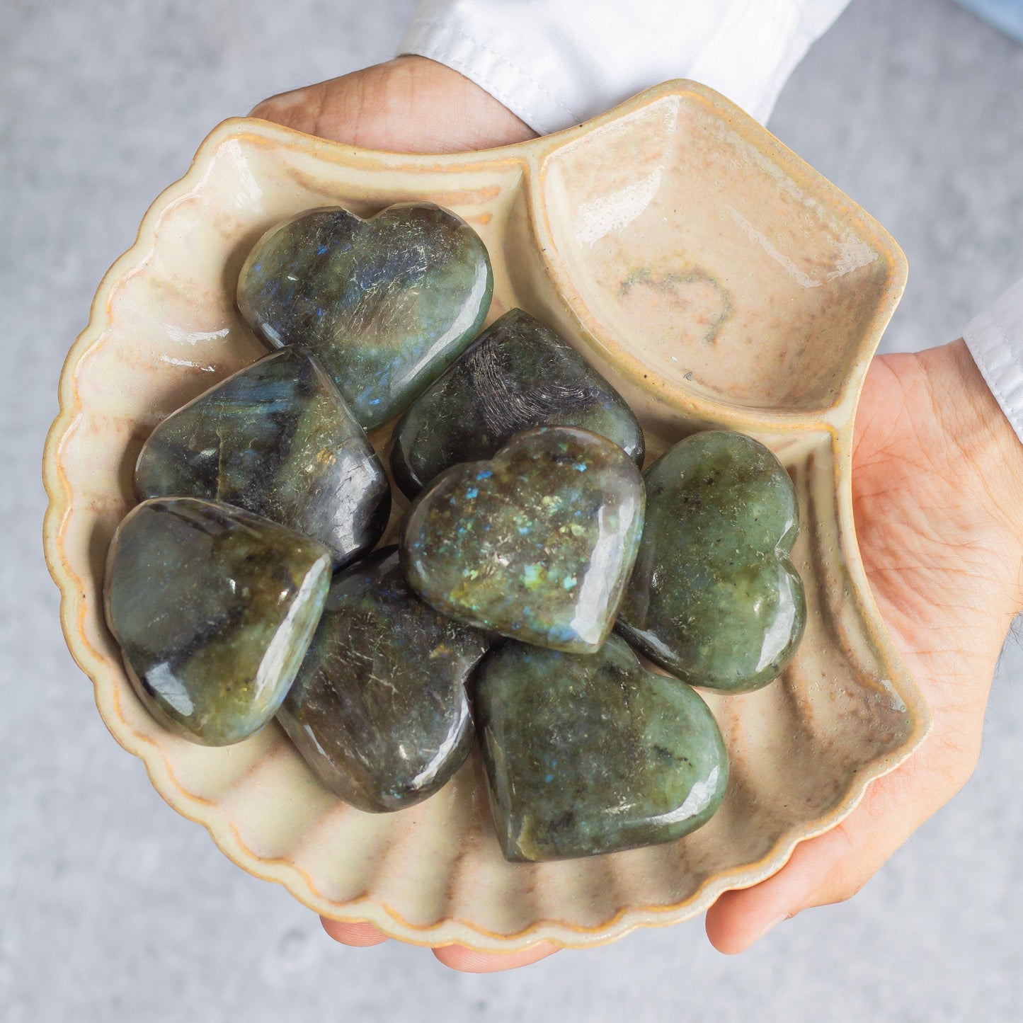 Labradorite Puffy Hearts Crystal & Stones