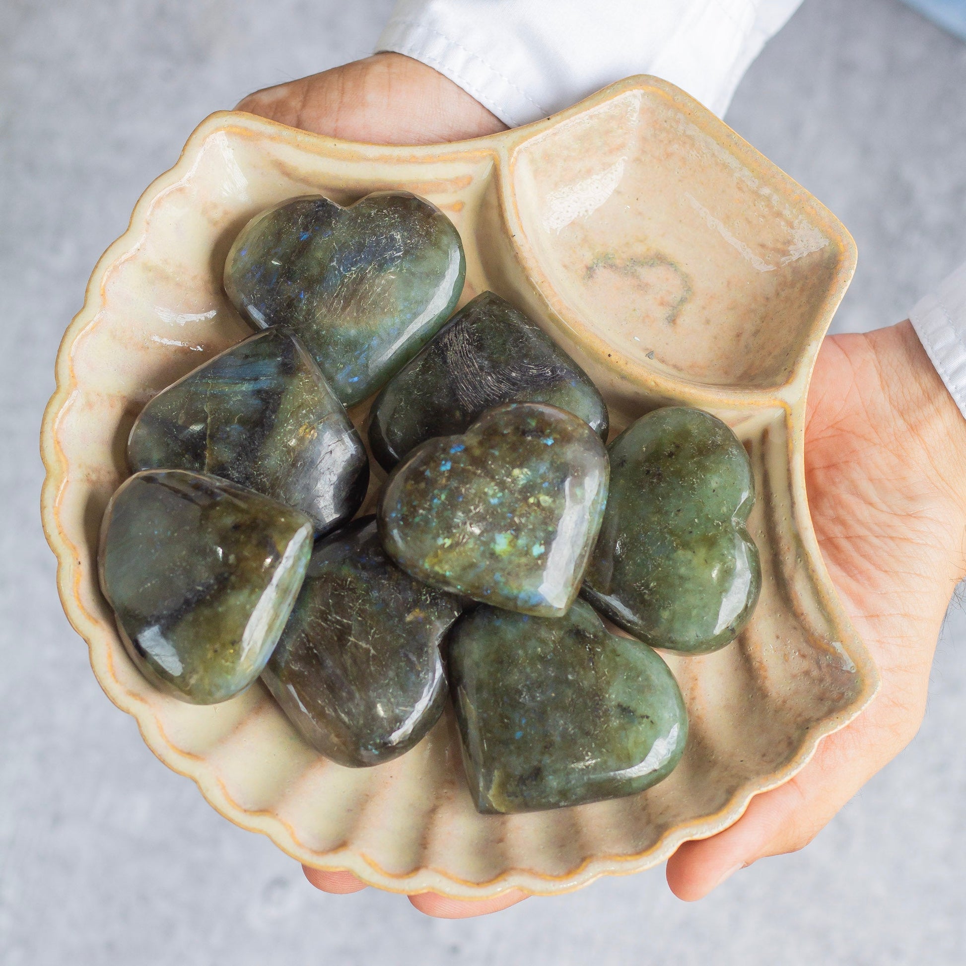 Labradorite Puffy Hearts Crystal & Stones
