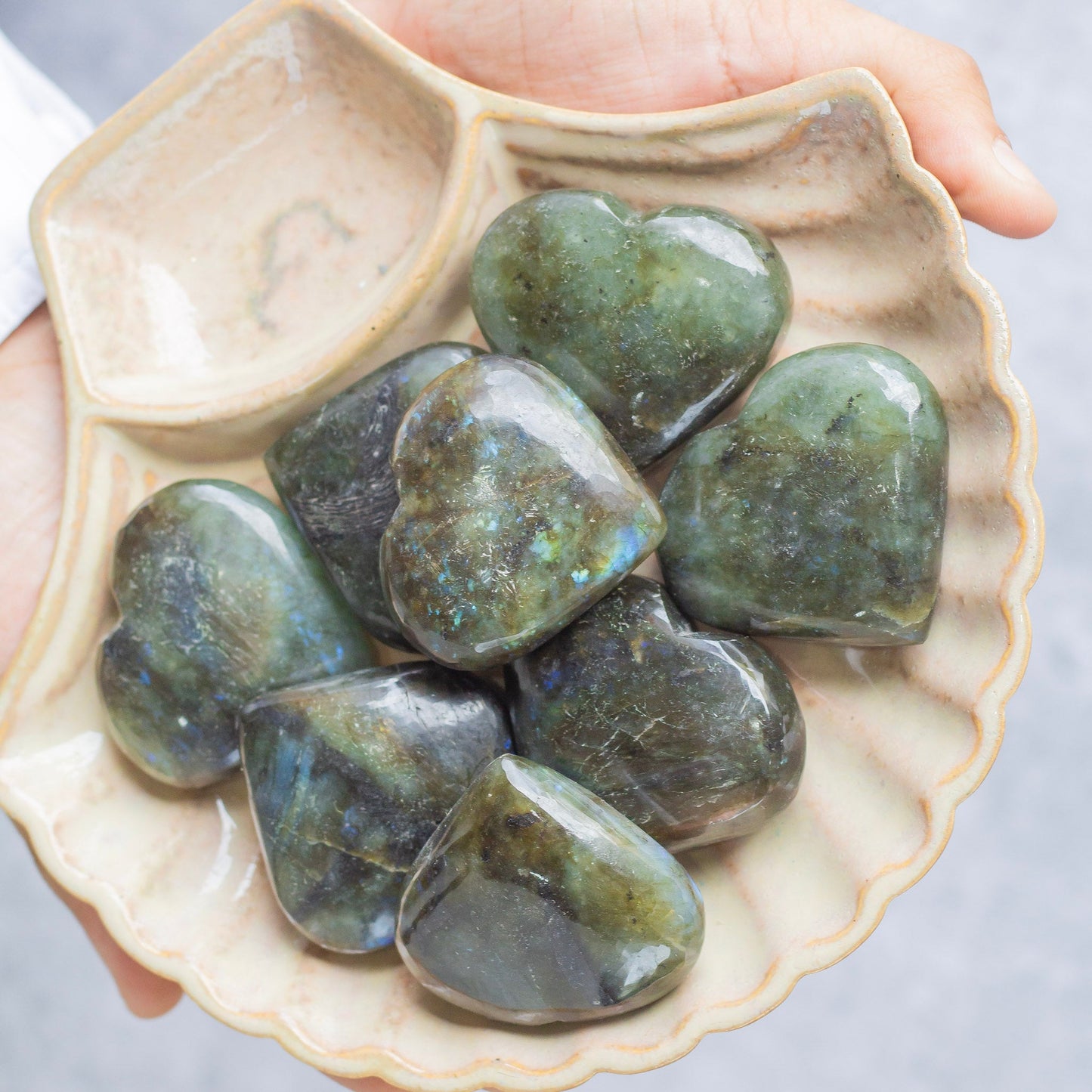 Labradorite Puffy Hearts Crystal & Stones