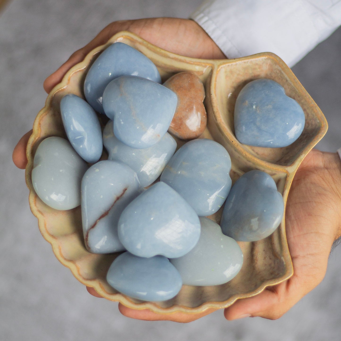 Angelite Heart - Stone To Connect With Spirit Guides Crystal & Stones