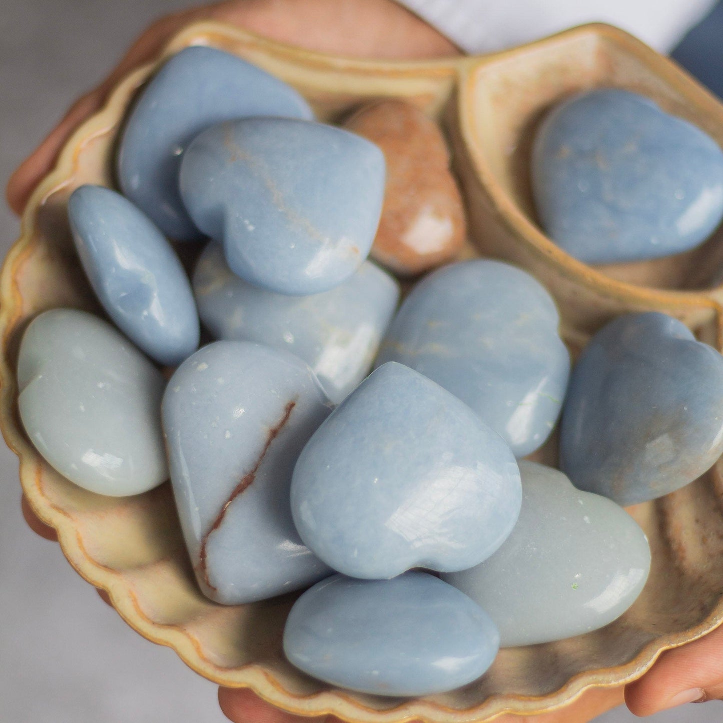 Angelite Heart - Stone To Connect With Spirit Guides Crystal & Stones