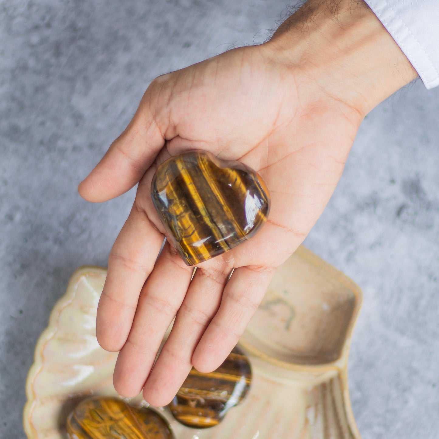 Tigers Eye Heart Carving | Stone For Protection Against Evil Crystal & Stones