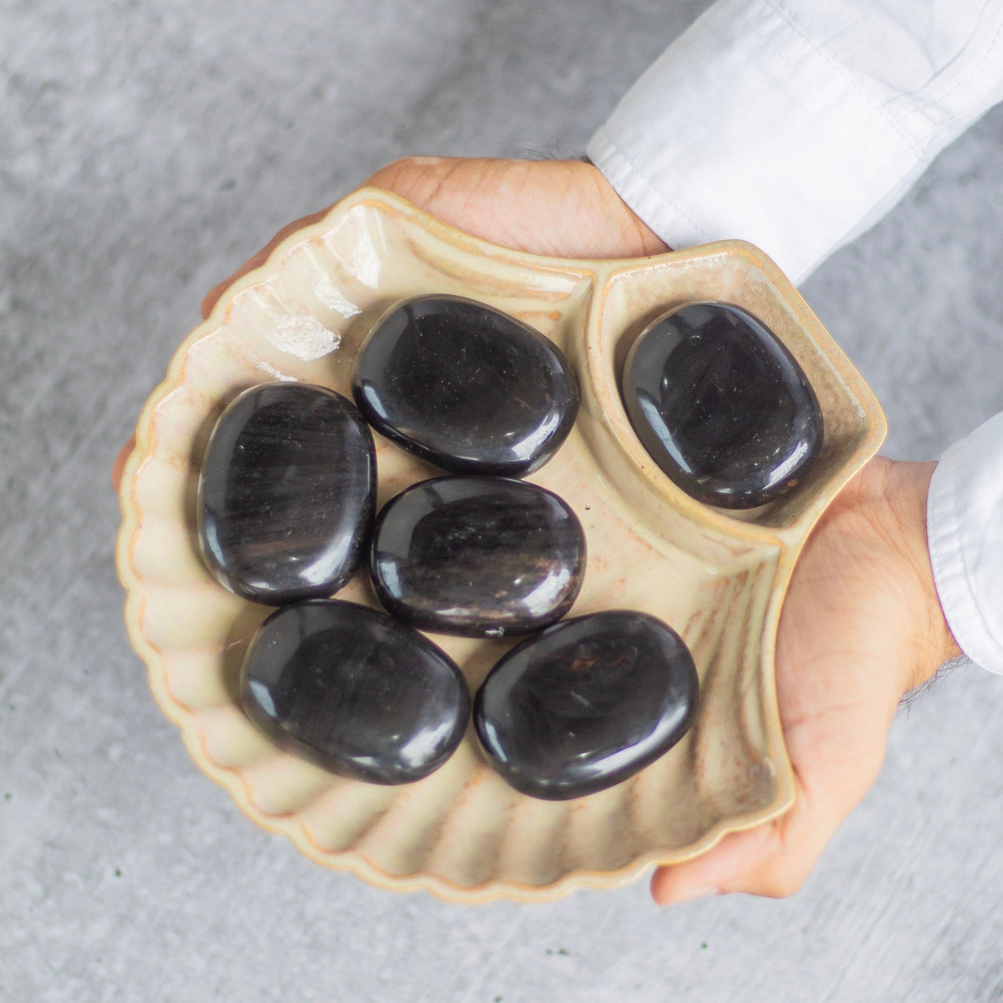 Black Onyx Palm Stone | Protection Against Negativity & Evil Eye Crystal Stones