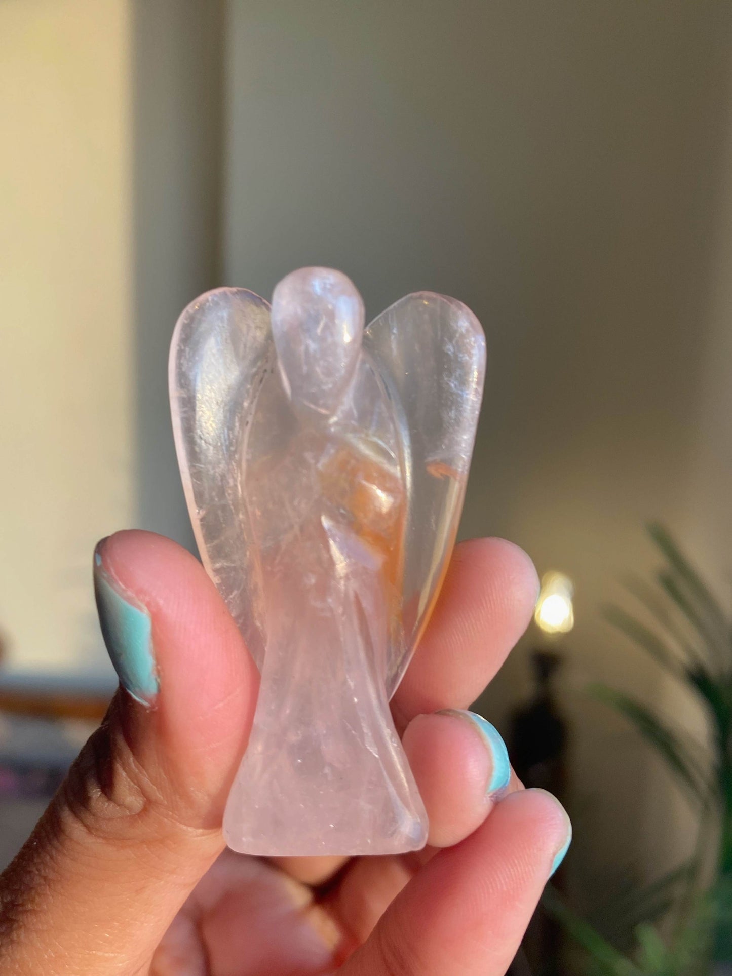 Rose Quartz Angel Carving Crystal & Stones