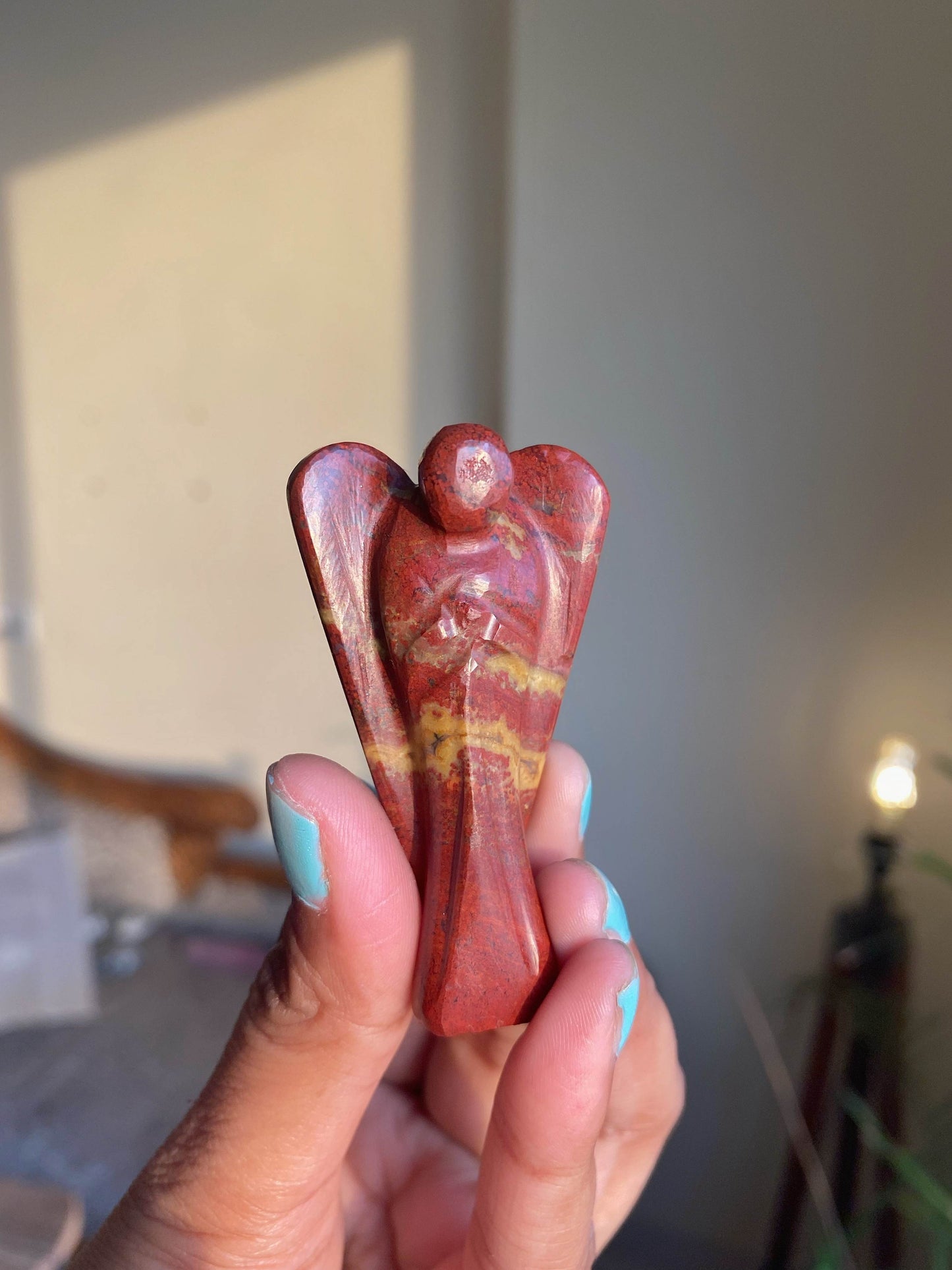 Red Jasper Angel Carving Crystals & Stones