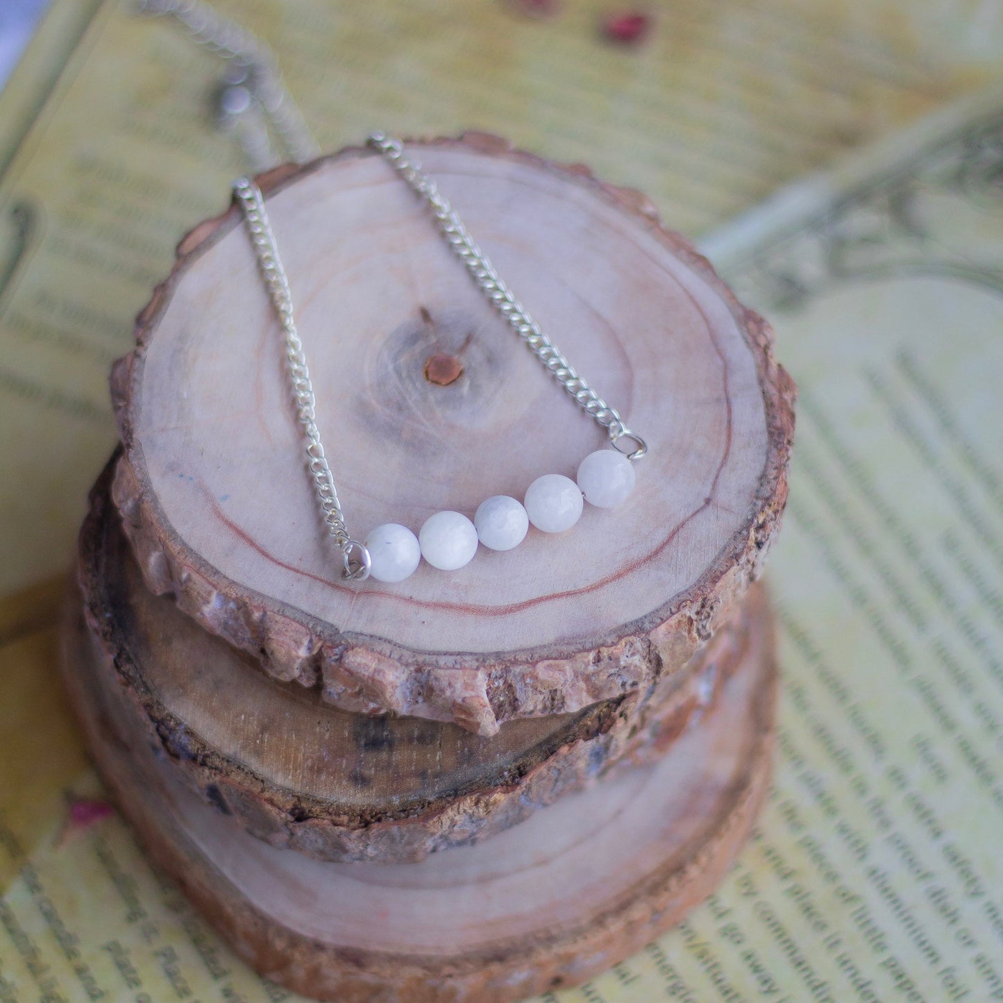 Rainbow Moonstone Bead Necklace | Cultivates Compassion & Empathy Crystal Stones