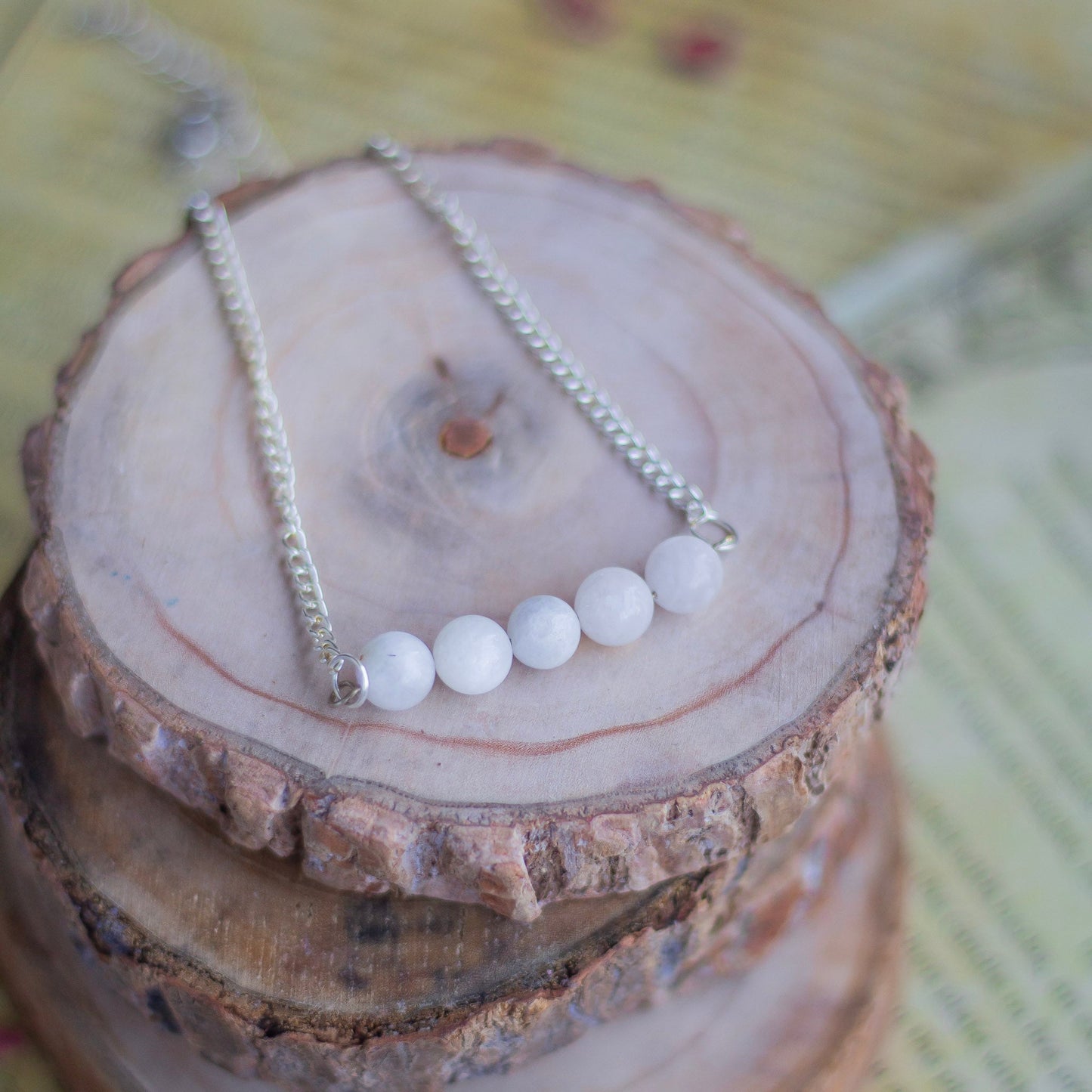 Rainbow Moonstone Bead Necklace | Cultivates Compassion & Empathy Crystal Stones