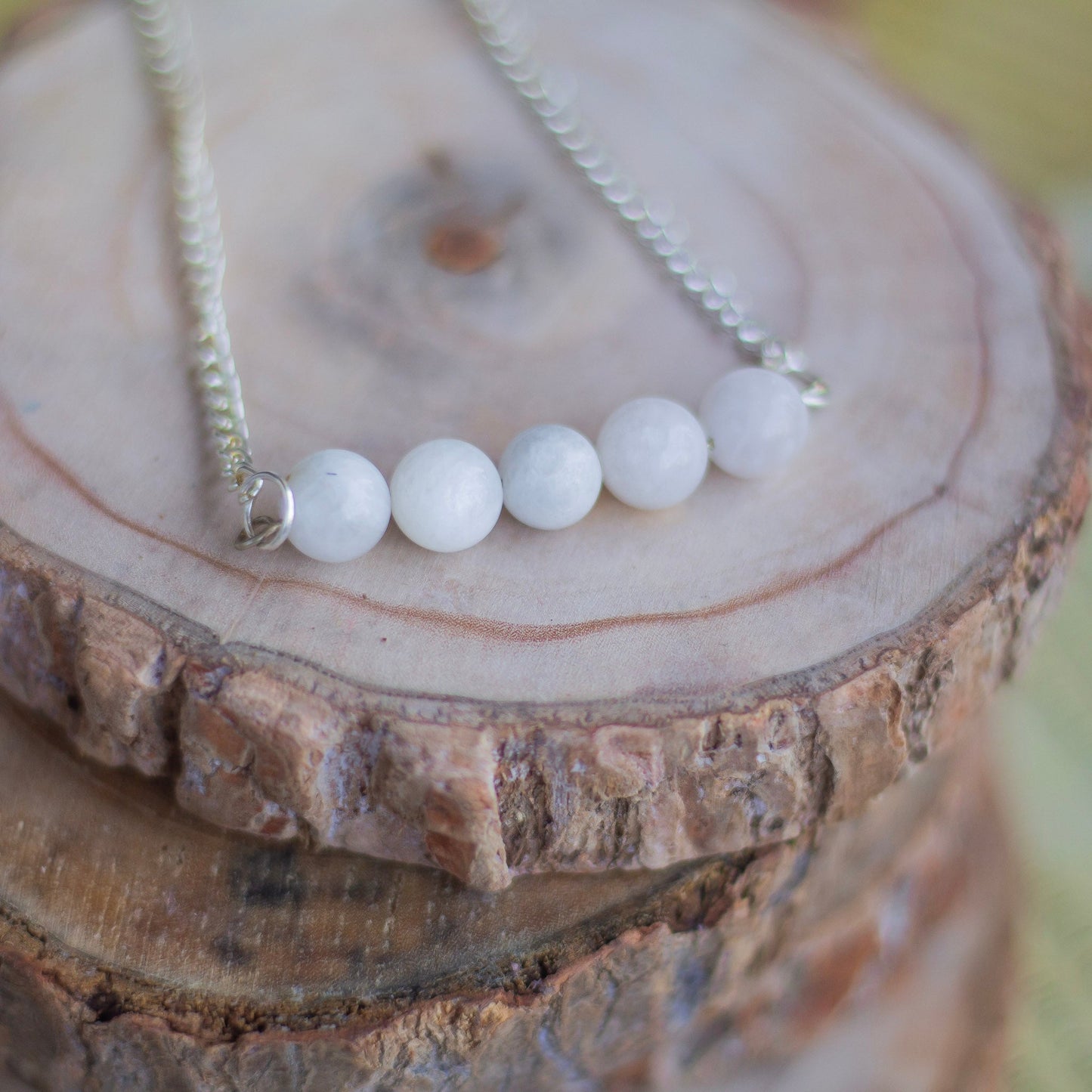 Rainbow Moonstone Bead Necklace | Cultivates Compassion & Empathy Crystal Stones