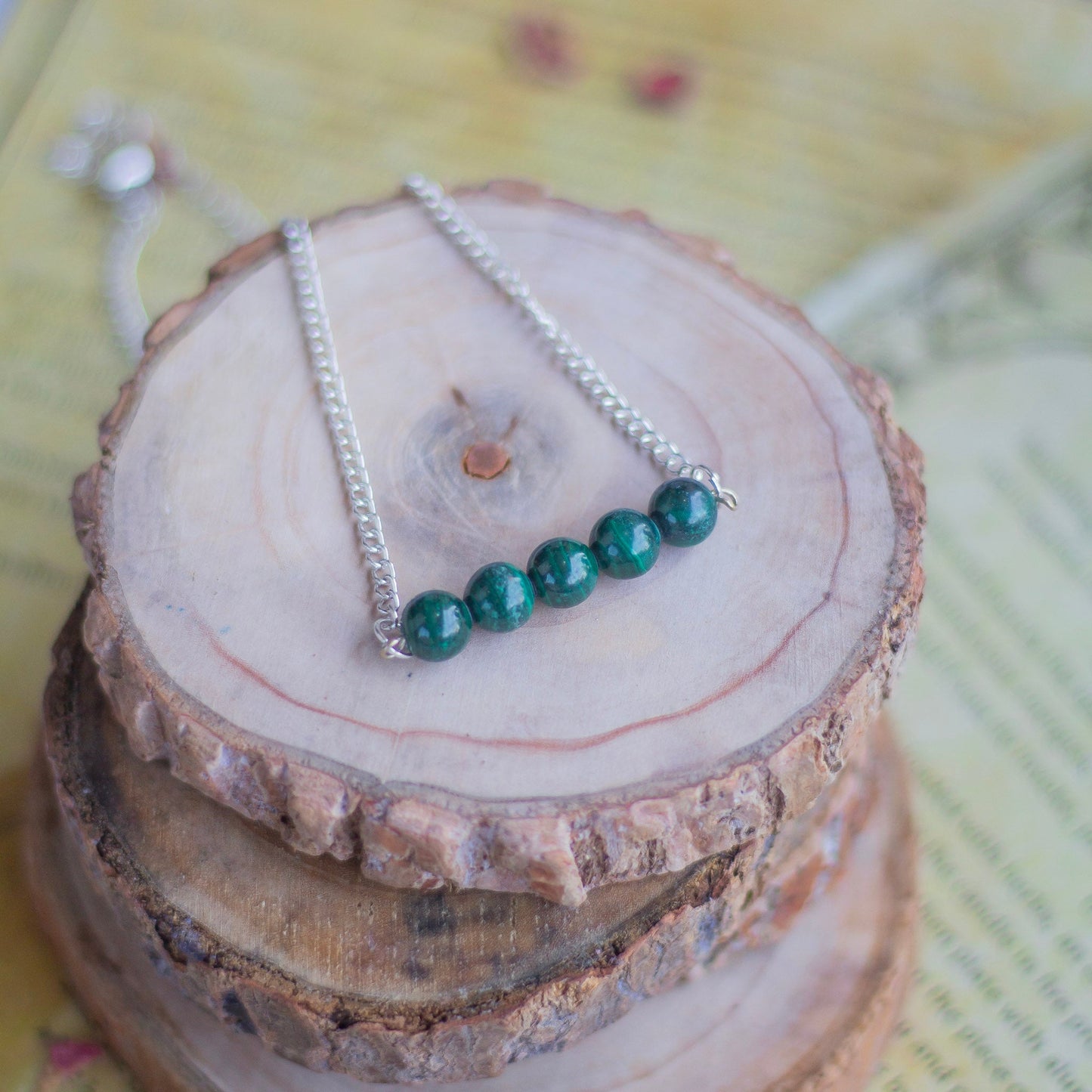 Malachite Bead Necklace | Stone Of Protection & Encouragement Crystal Stones