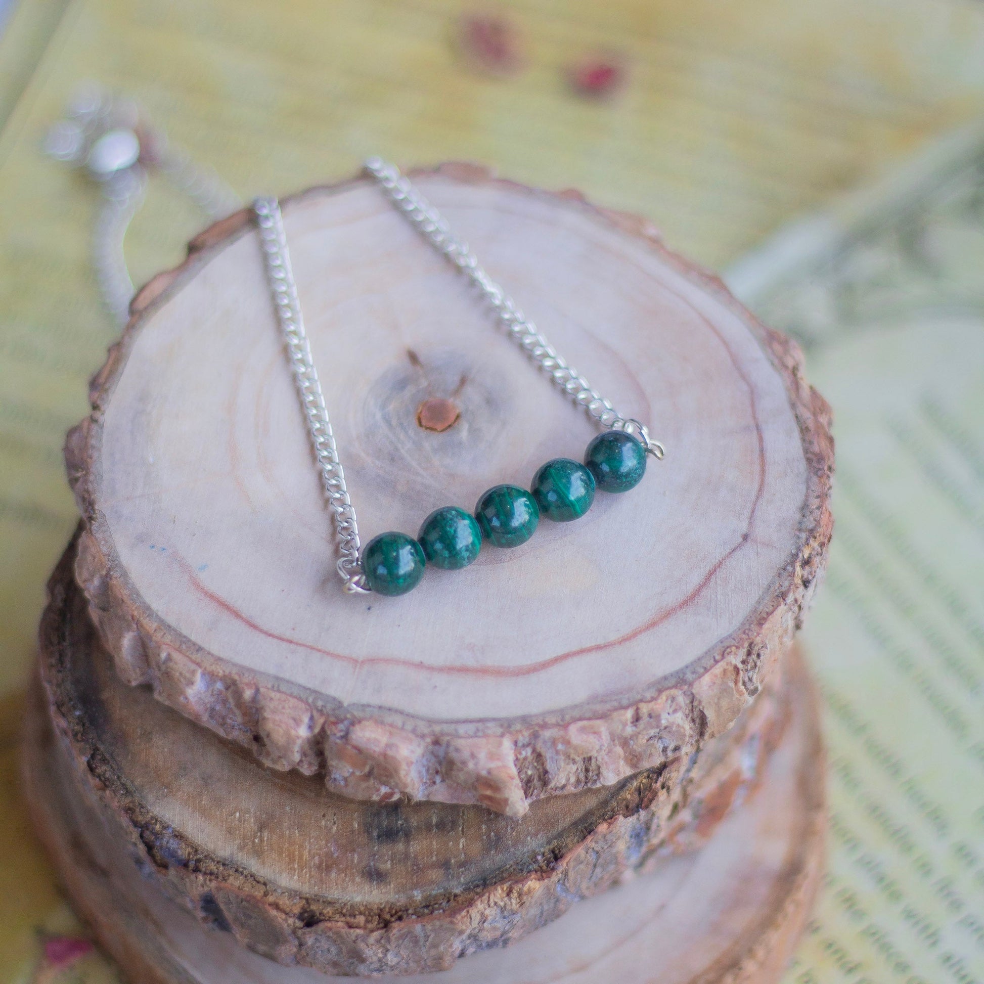 Malachite Bead Necklace | Stone Of Protection & Encouragement Crystal Stones