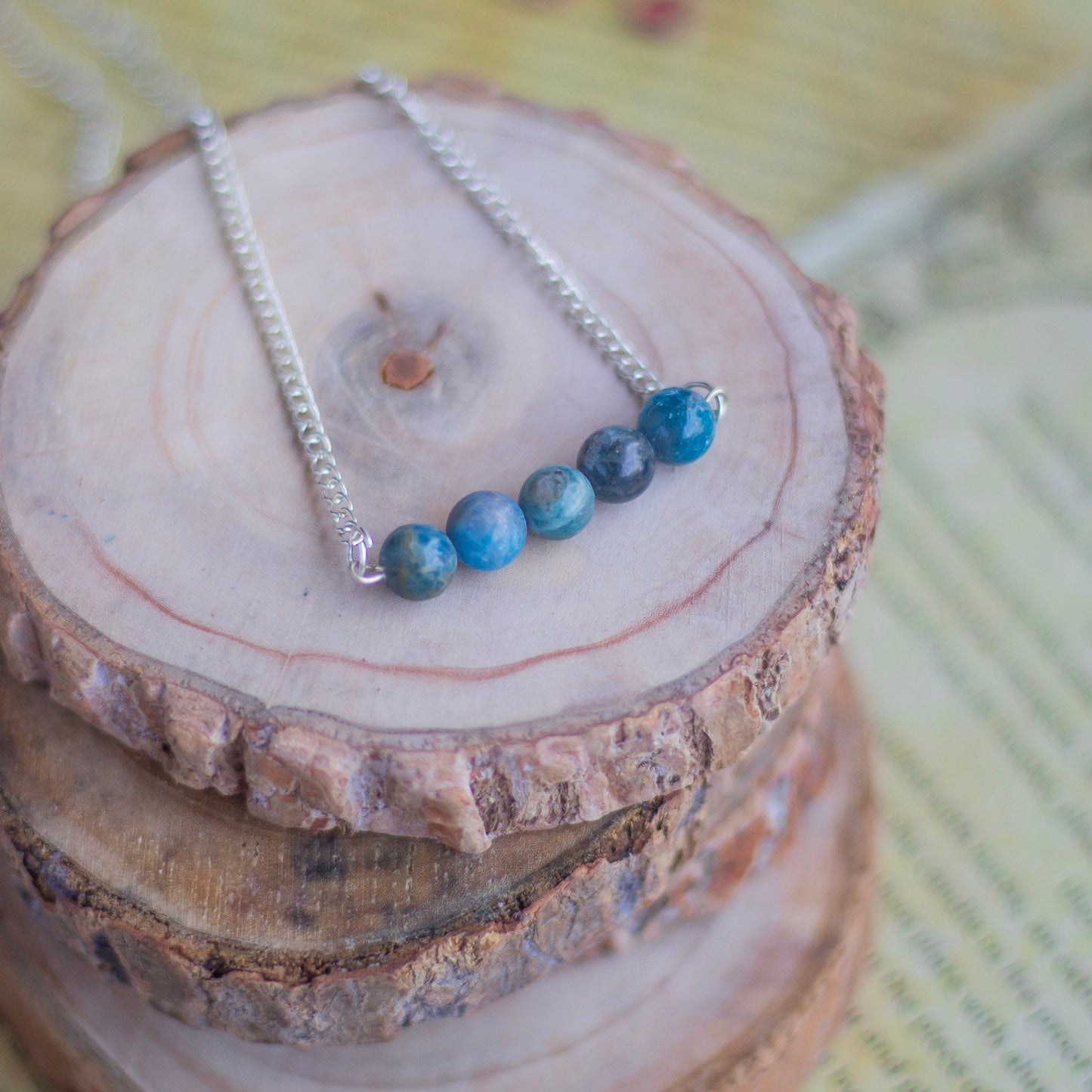 Blue Apatite Bead Necklace Crystal & Stones