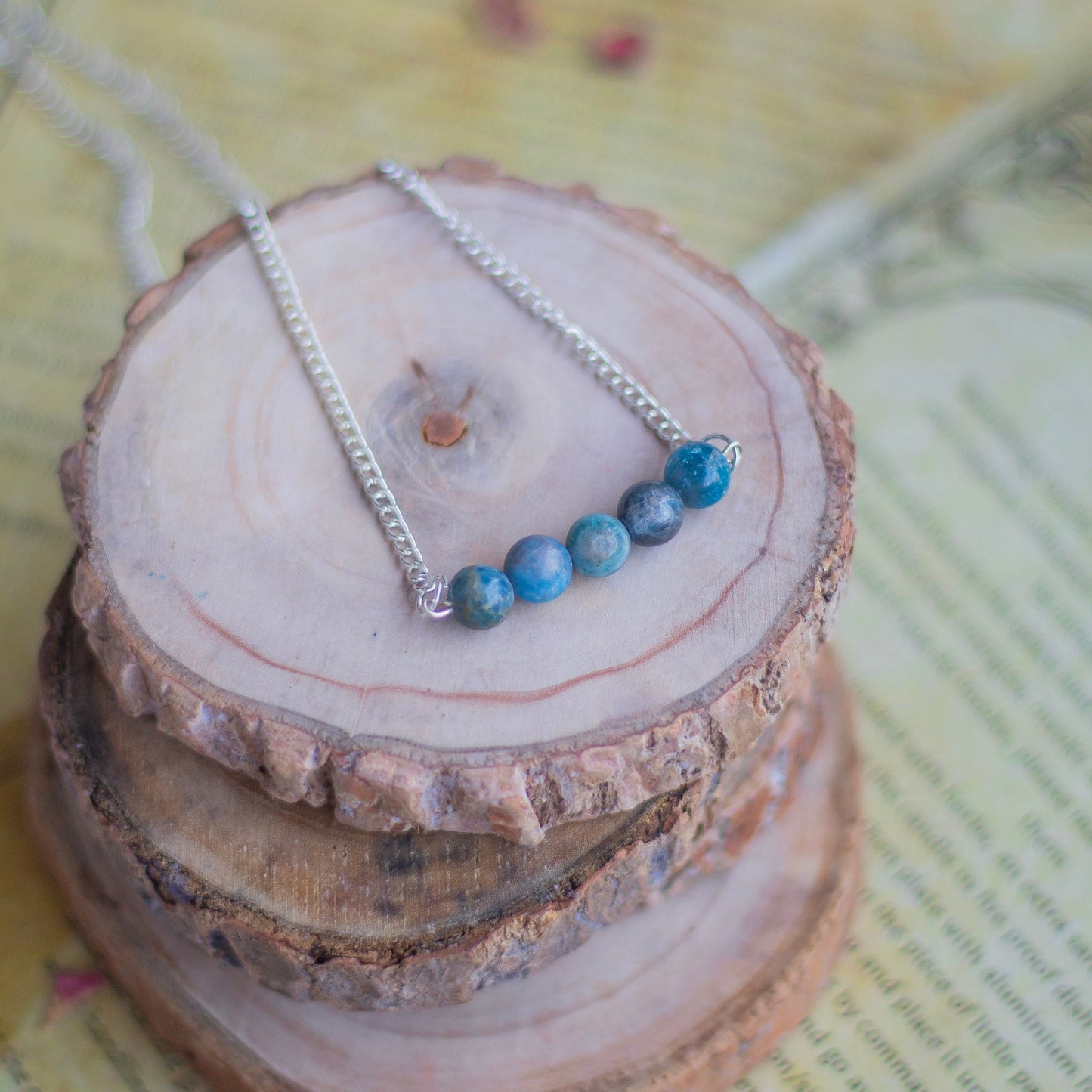 Blue Apatite Bead Necklace Crystal & Stones