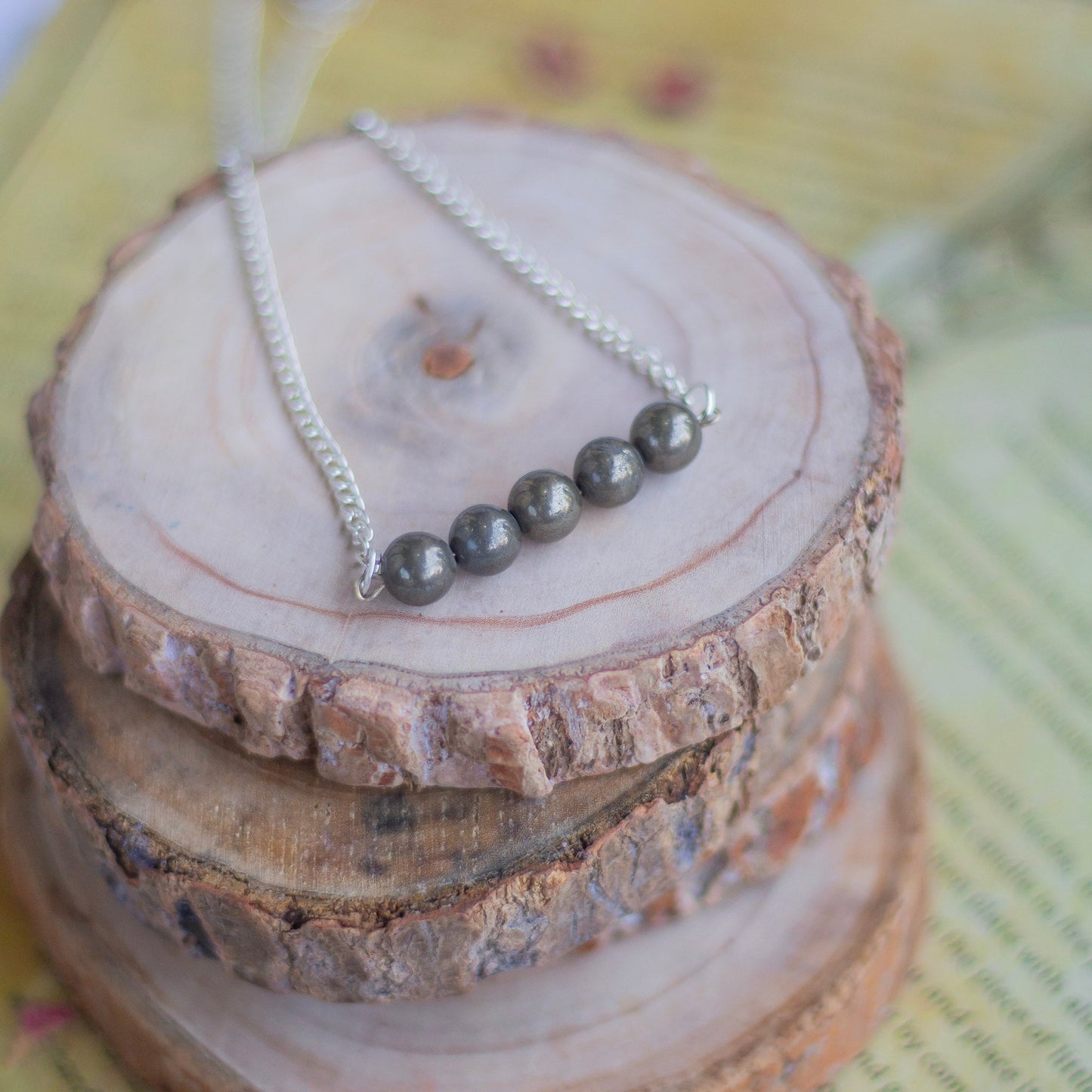 Pyrite Bead Necklace Crystal & Stones