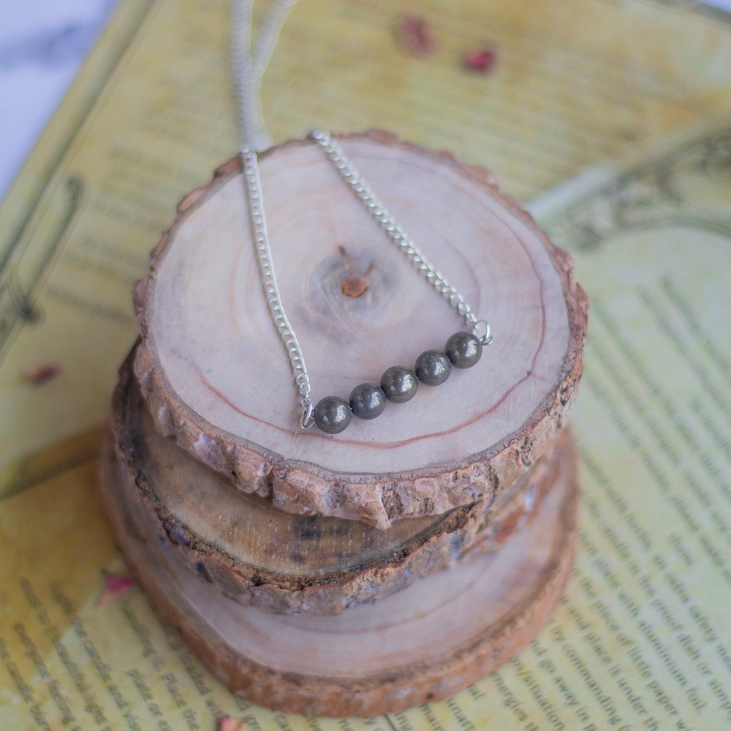 Pyrite Bead Necklace Crystal & Stones