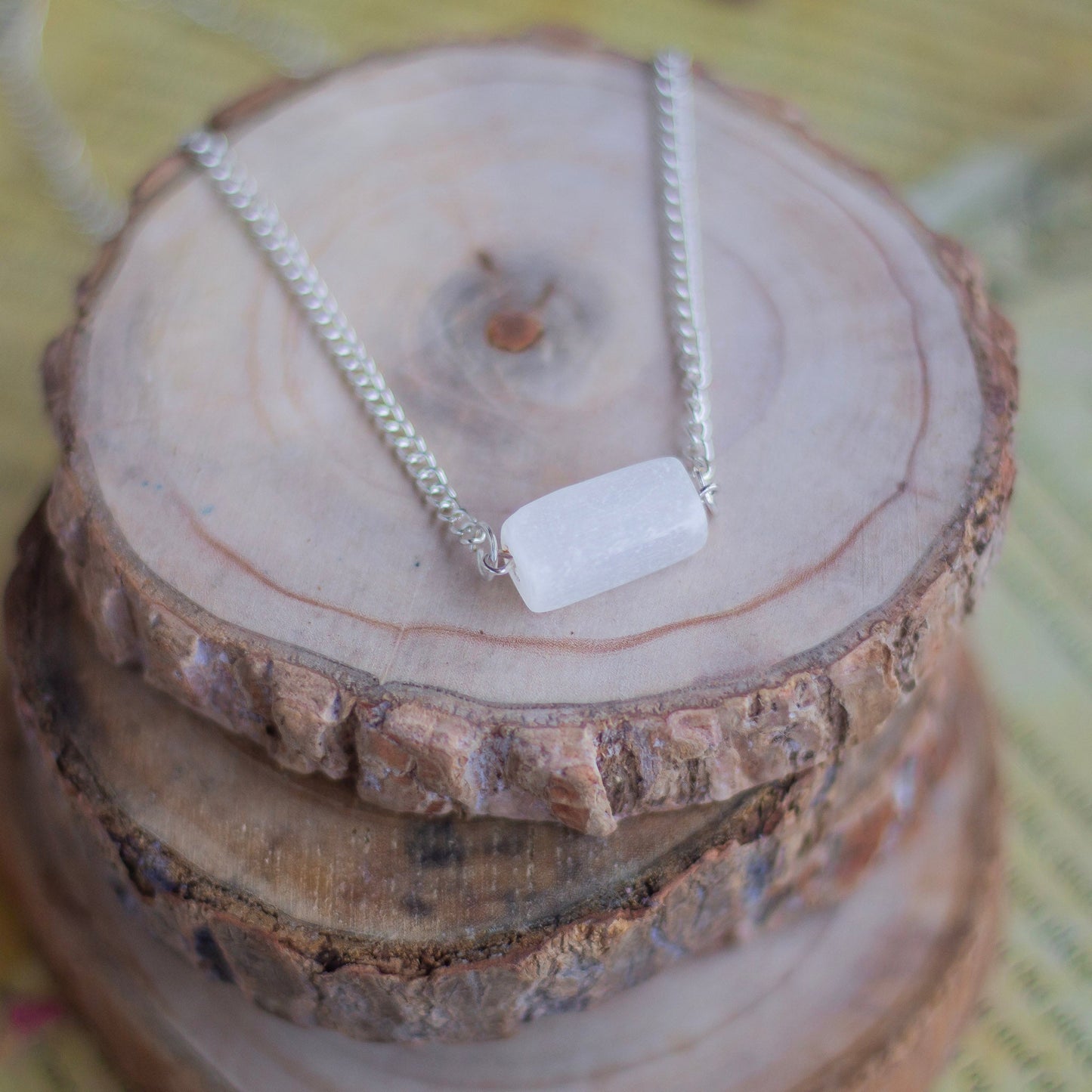 Selenite Tumble Neckalce Crystal & Stones