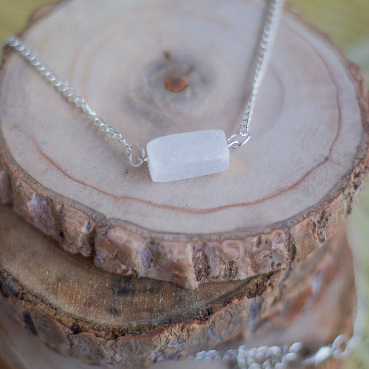 Selenite Tumble Neckalce Crystal & Stones