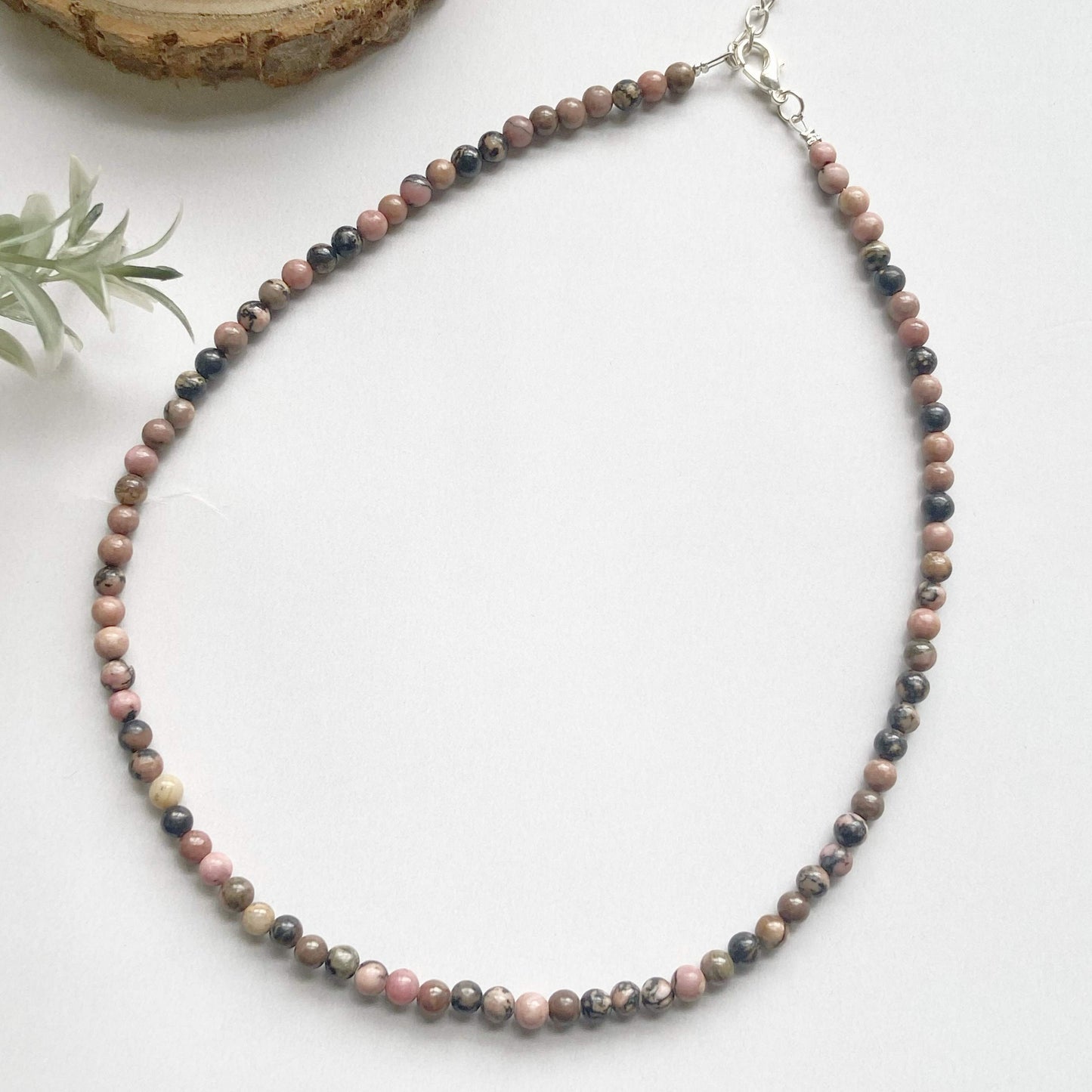 Rhodonite Mini Beads Necklace Crystal Jewellery