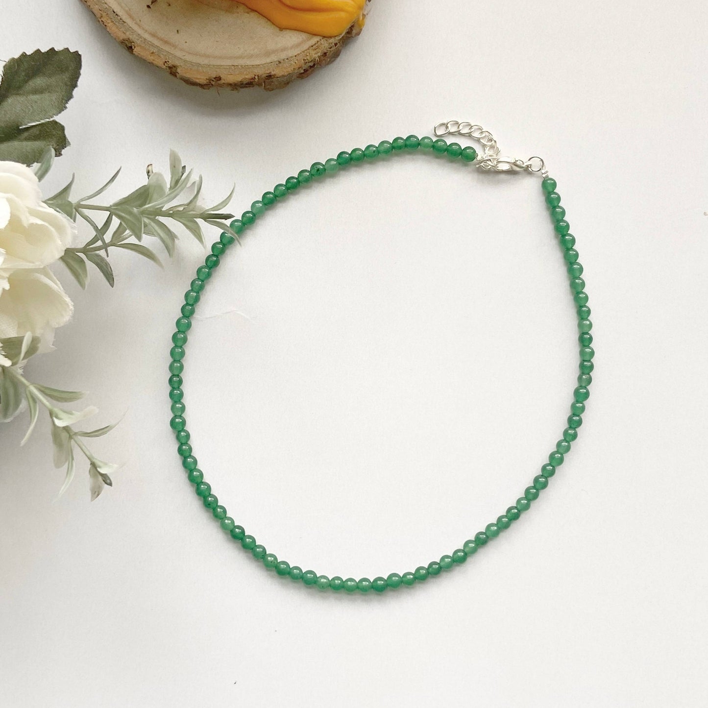 Green Jade Mini Beads Necklace Crystal & Stones