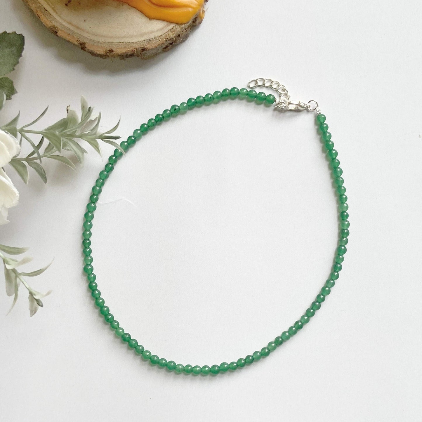 Green Jade Mini Beads Necklace Crystal & Stones