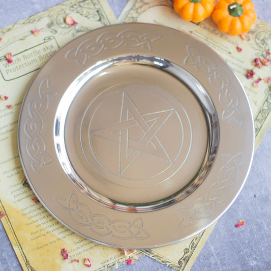 Pentacle Carved Ss Offering Plate Altarware | Altar