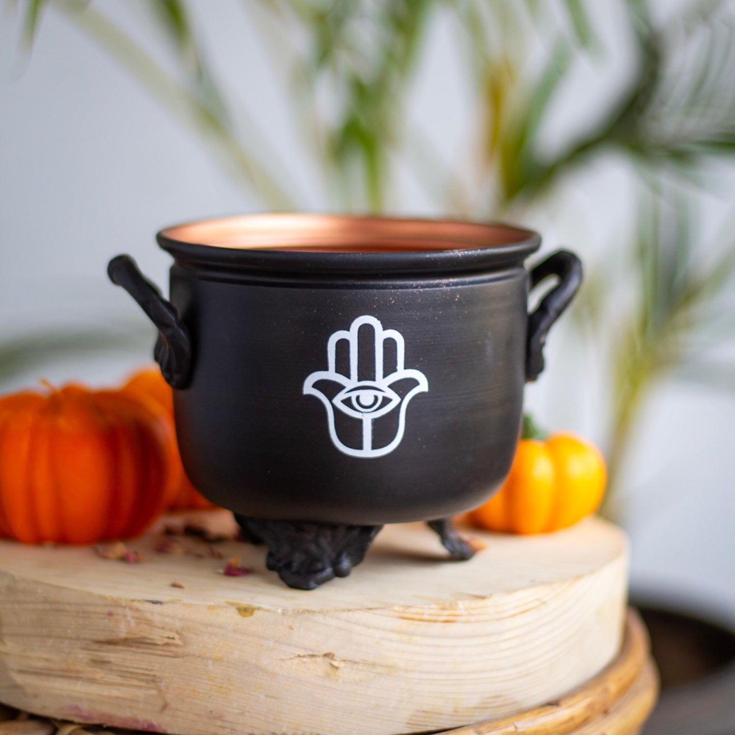 Hamsa Hand Printed Metal Cauldron Altarware | Altar