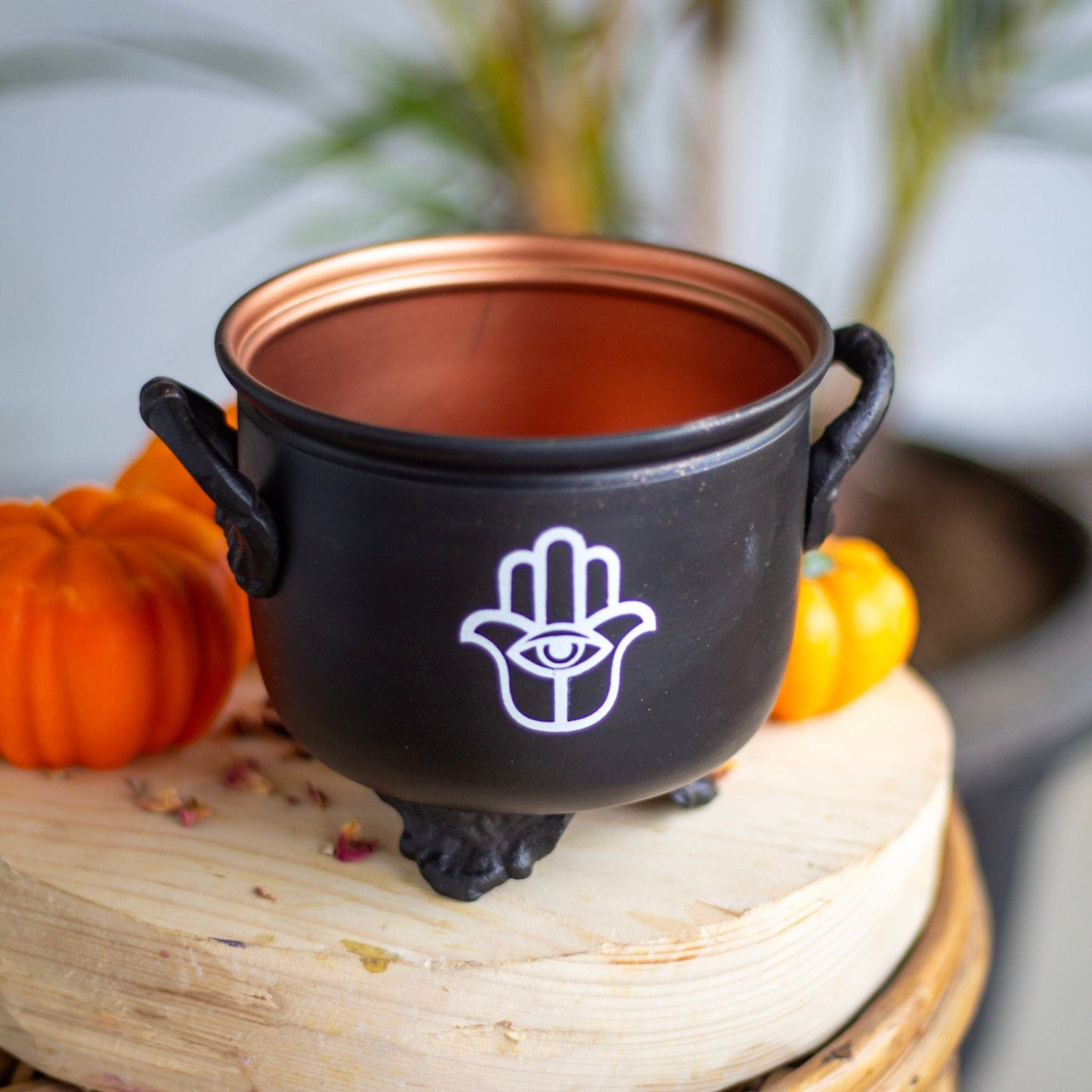 Hamsa Hand Printed Metal Cauldron Altarware | Altar