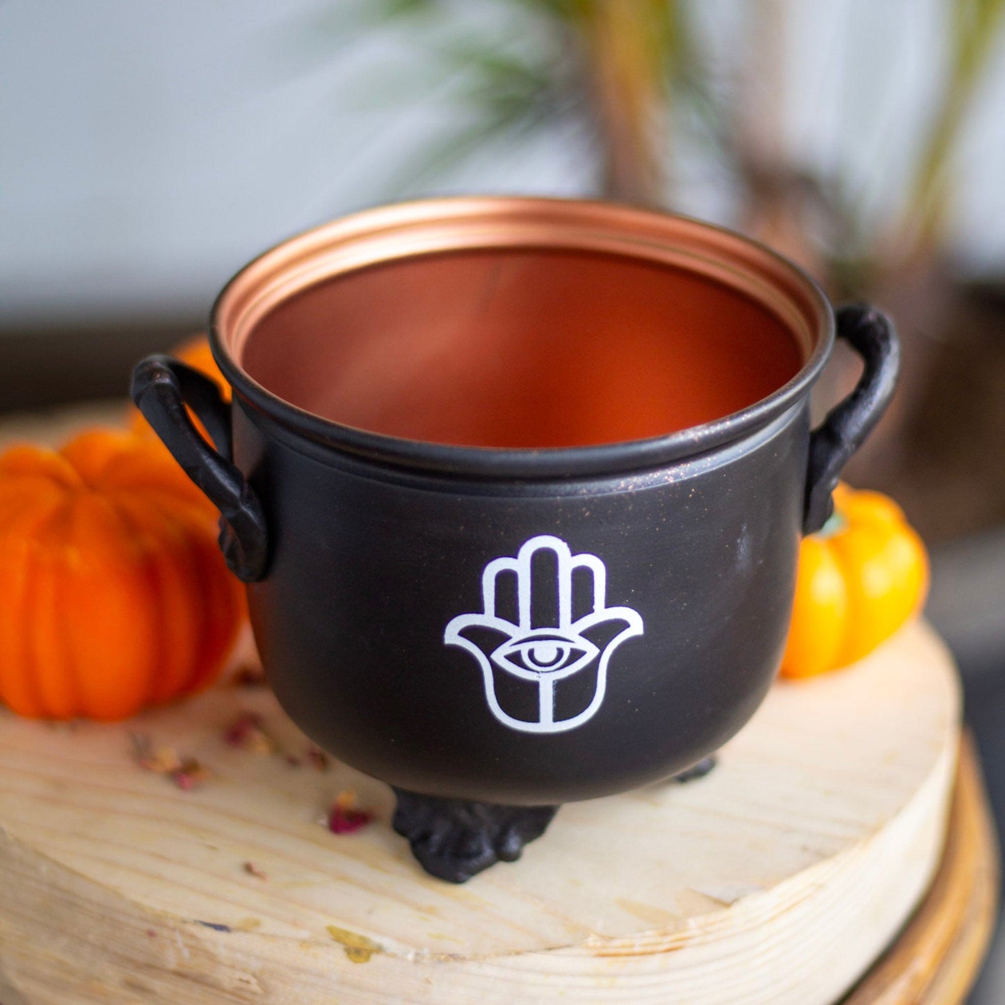 Hamsa Hand Printed Metal Cauldron Altarware | Altar