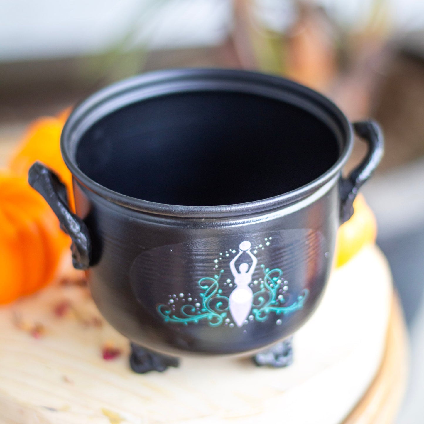 Goddess Gaia Print Metal Cauldron Altarware | Altar