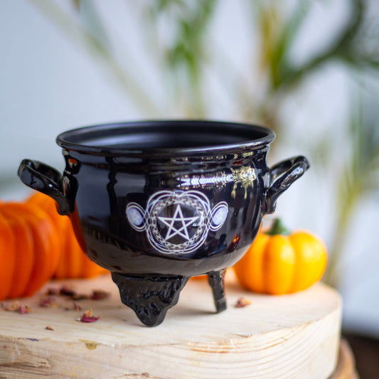 Pentacle Print Metal Cauldron Altarware | Altar