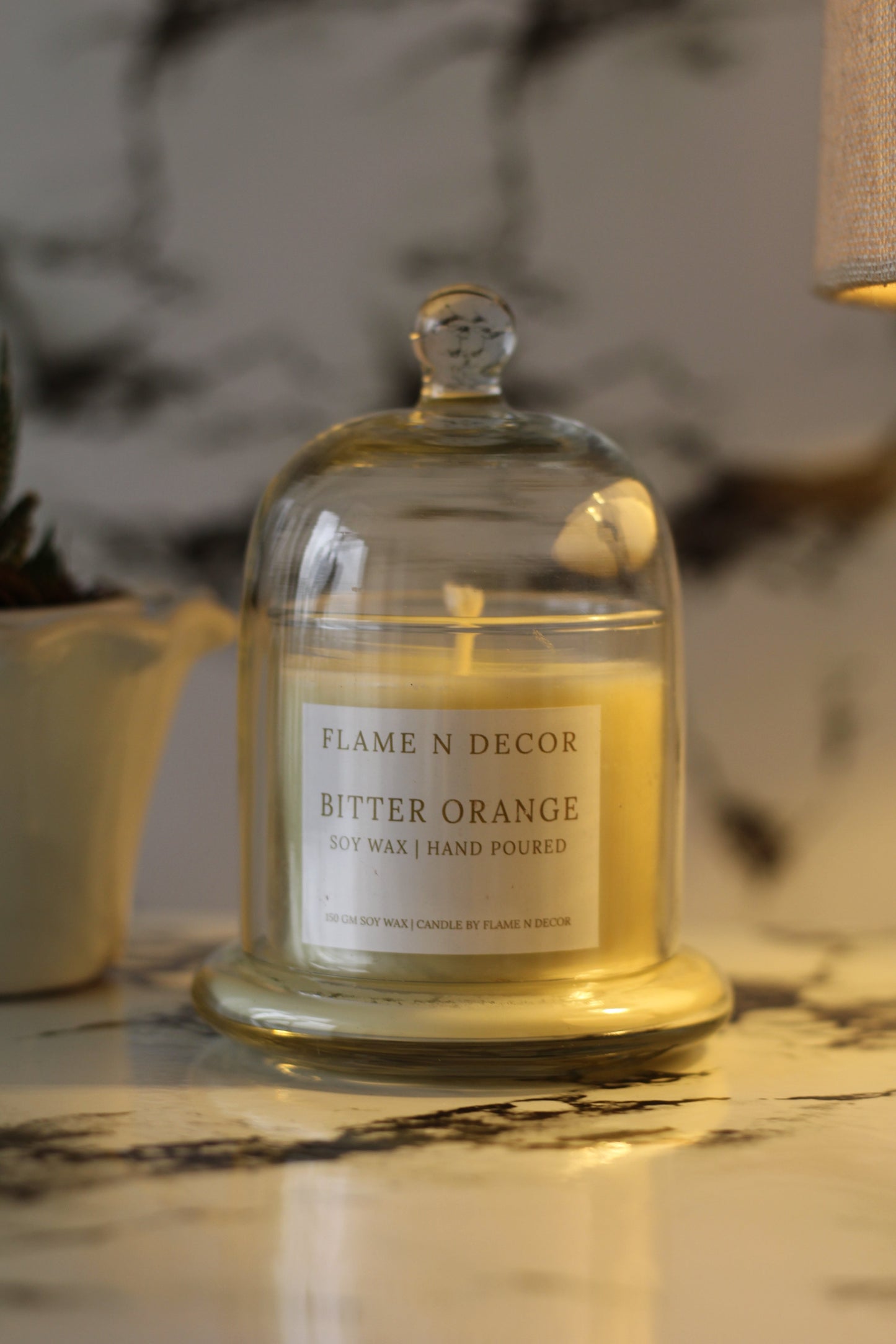 Bell Jar Candle With Glass Dome | Bitter Orange Soy Candle