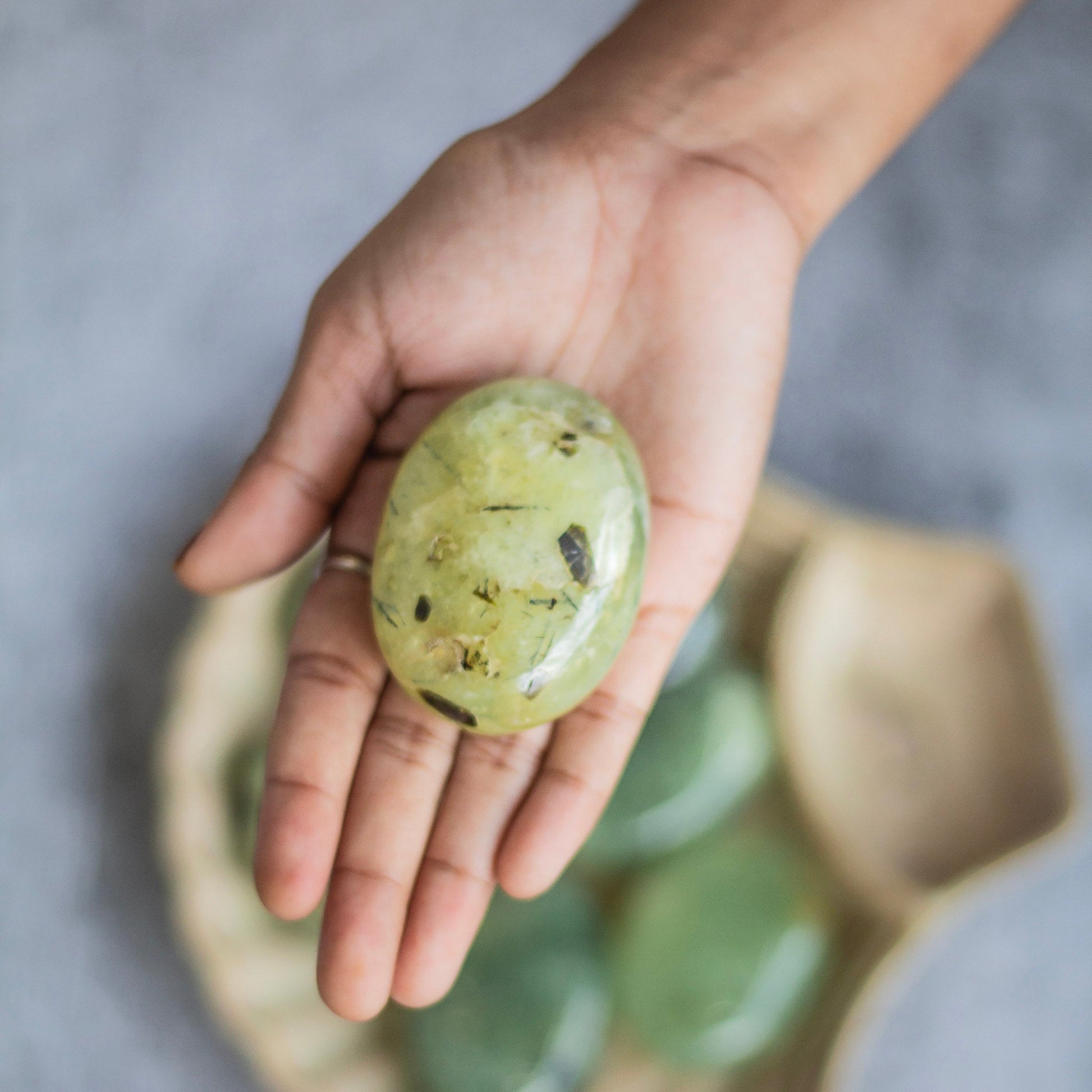 Prehnite Palm Stone | For Psychics And Intuitive Readers Crystal & Stones