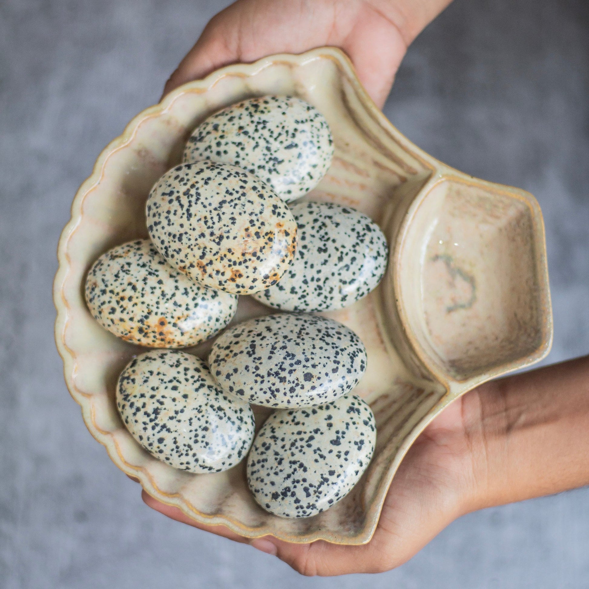 Dalmatian Jasper Palm Stone | Promotes Joy & Release Negativity Crystal Stones