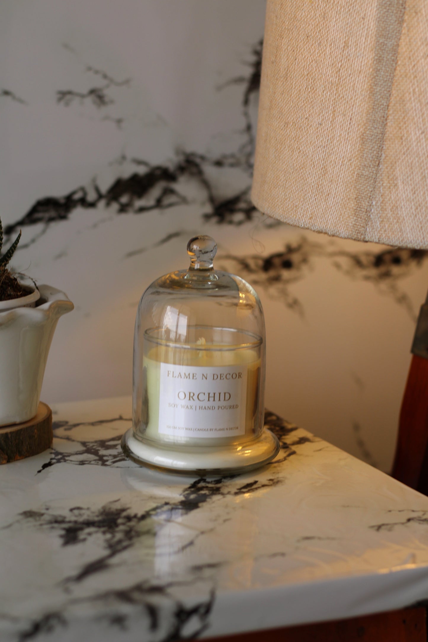 Bell Jar with Glass Dome | Orchid Soy Candle