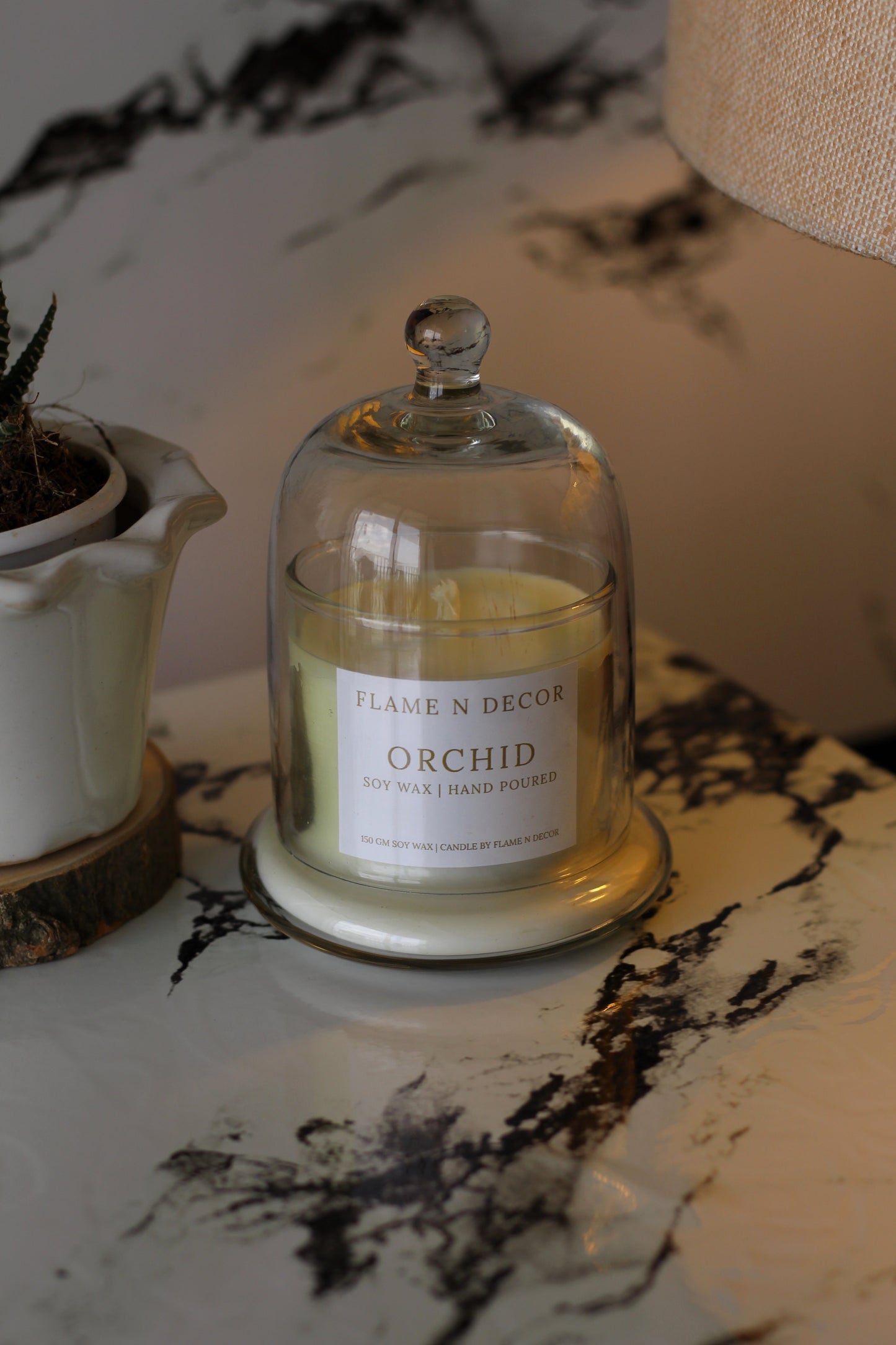 Bell Jar with Glass Dome | Orchid Soy Candle